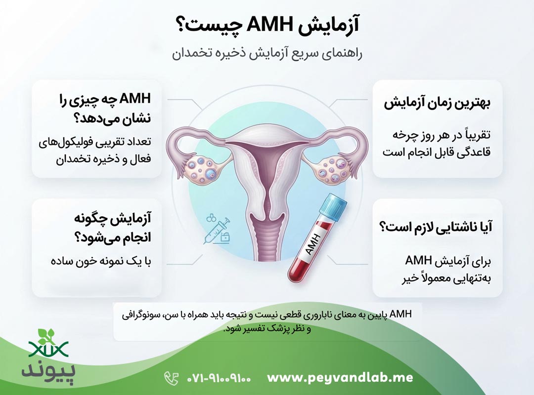 آزمایش AMH شیراز | رنج نرمال و تفسیر ذخیره تخمدان